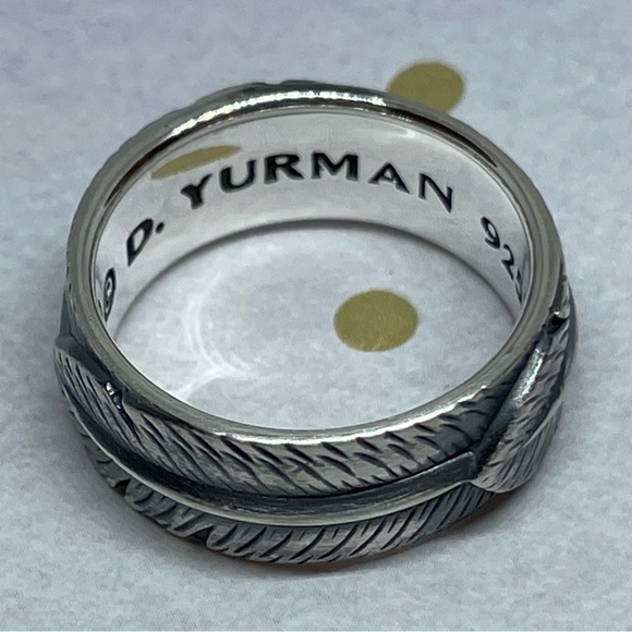 David Yurman Sterling Silver Frontier Feather 10mm Band Ring Size 9 - Picture 6 of 8